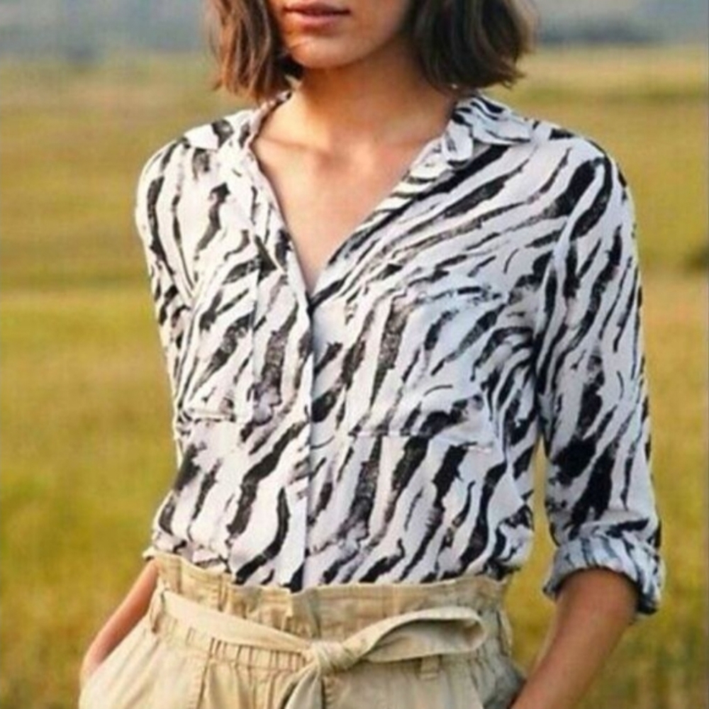 Anthropologie Black and White Button Down Shirt